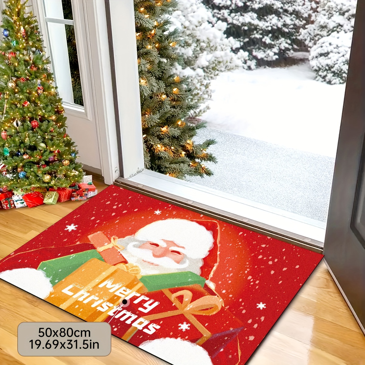 Christmas Area Rugs Santa Presents And Sleigh Rug Golden - Temu