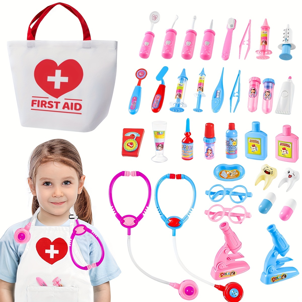 14Pcs Doctors Kit for Children Play Set Kids With Carry Case Doctor Toy