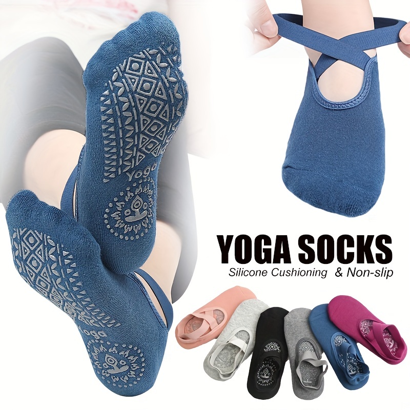 

1 Pair Thickened Yoga Socks With Cross Belt, Non-slip Sweat-absorbing Breathable Short Socks For Sports Pilates Dance Yoga