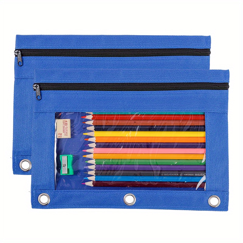 Pencil Pouch For 3 Ring Binder Bulk 3 holes Zipper Pencil - Temu