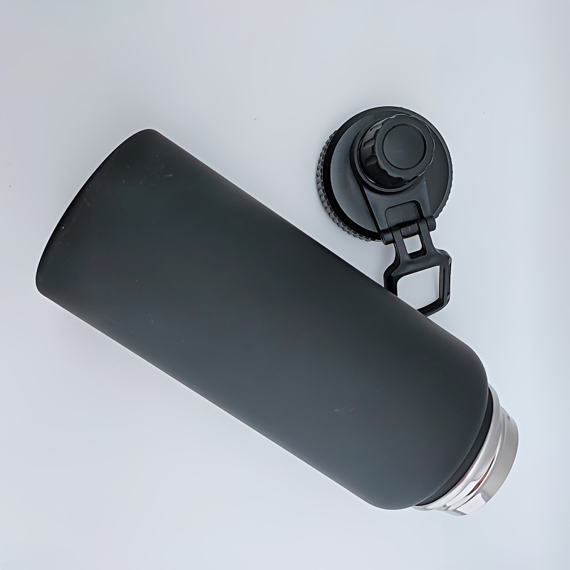 Leakproof Black Matte Stainless Steel Water Bottle With - Temu