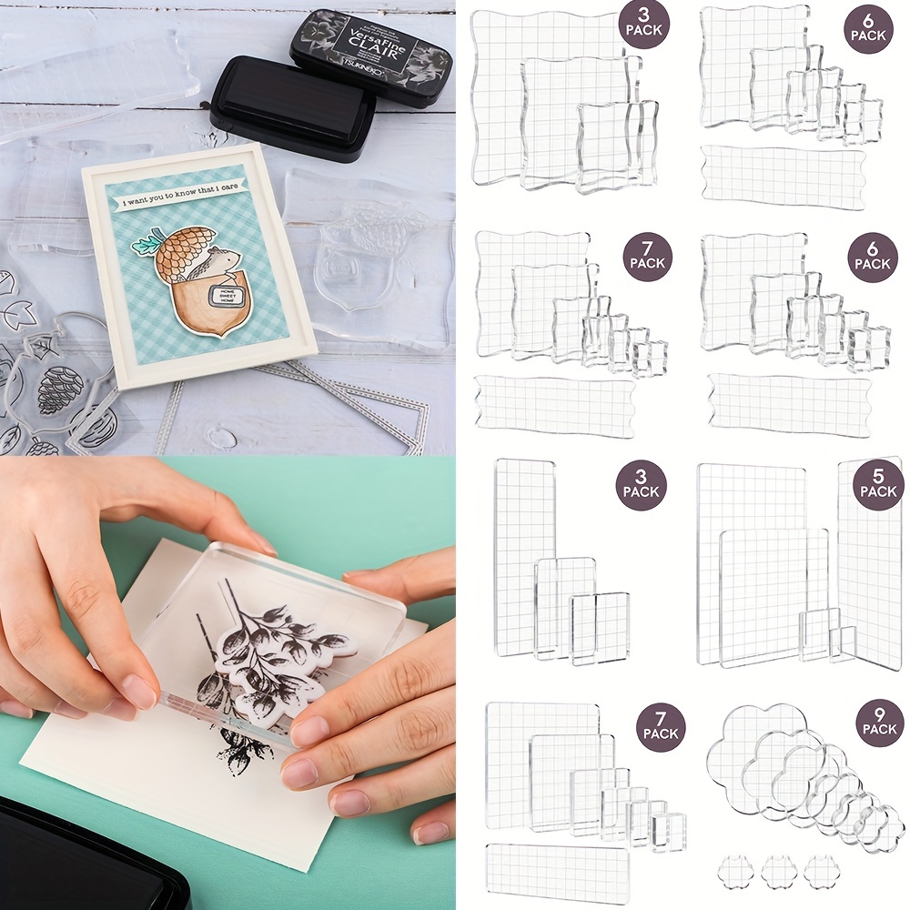 Clear Acrylic Stamp Block Kit With Grid Lines For Getting - Temu