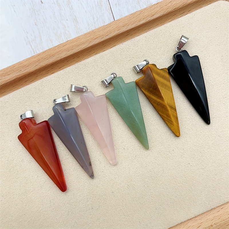 Natural Crystal Spear Pendent With Arrow With 8 Materials Nice