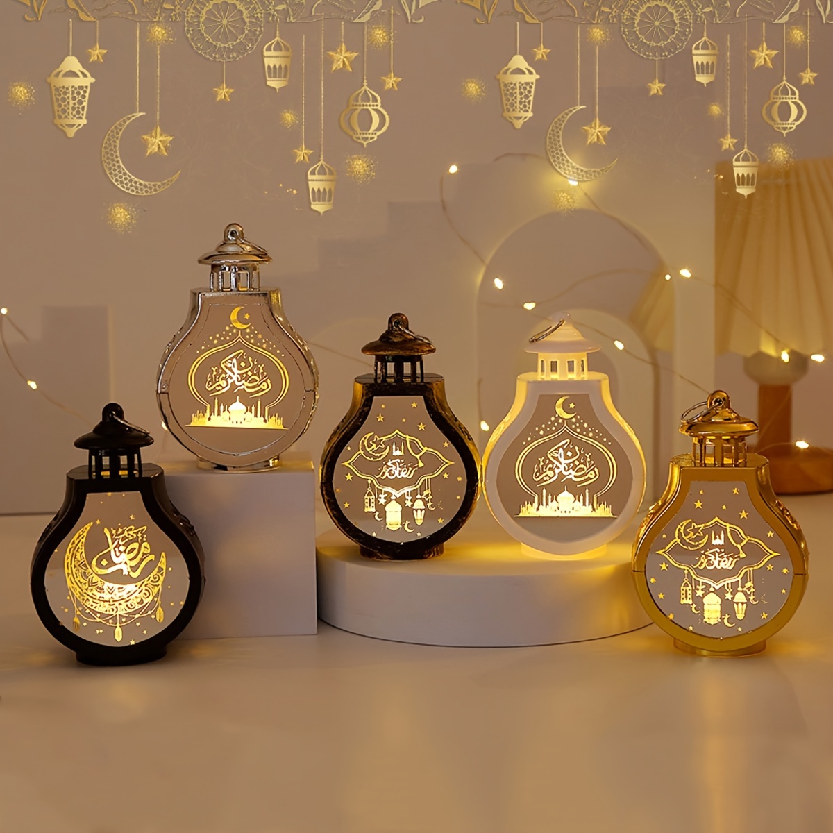 1 PC Lampe Européenne Ramadan, Mini Lampe à Vent Hexagonale En