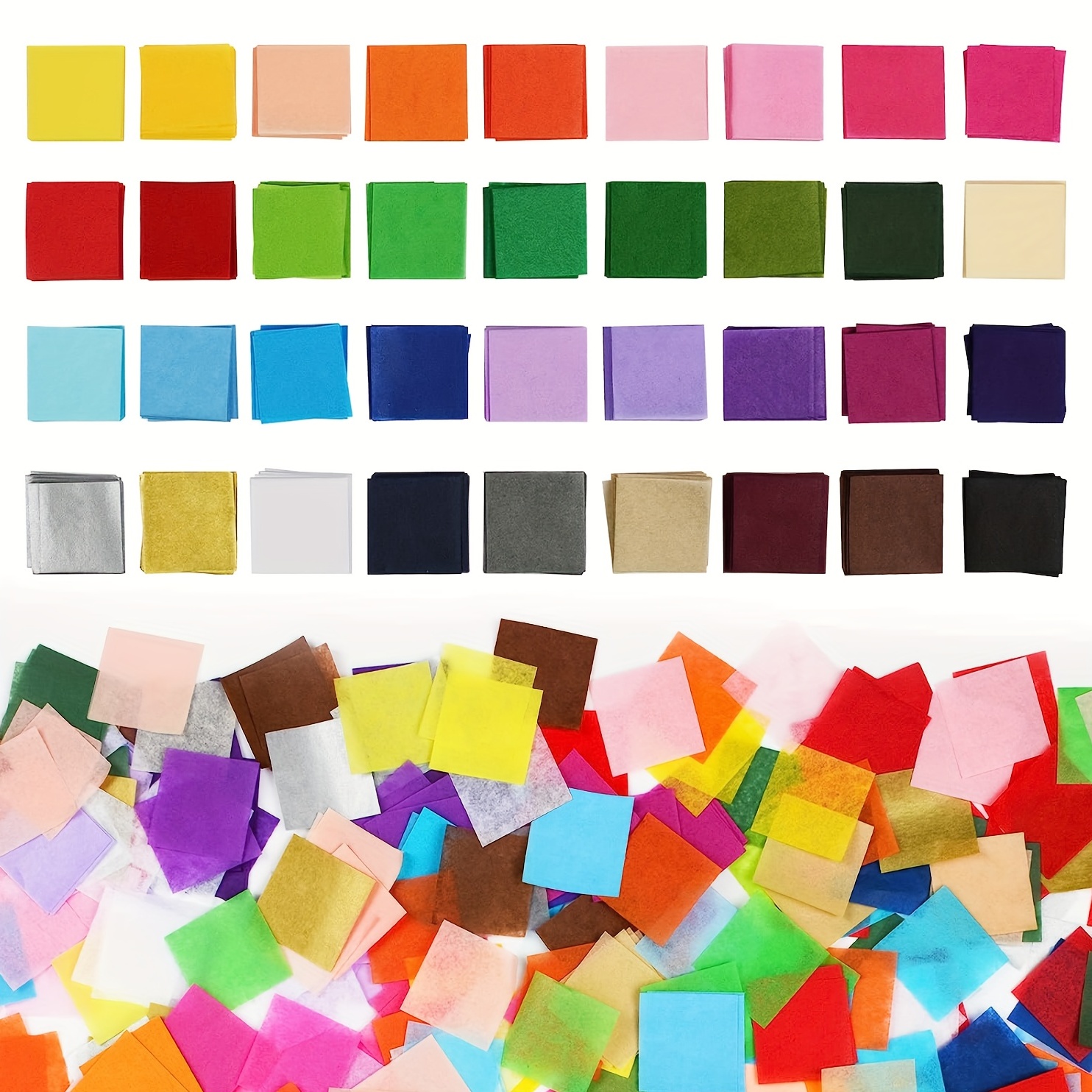 Tissue Paper Squares, Assorted Colors Tissue Paper Mosaic Squares for Arts  Craft DIY Projects Scrapbooking Scrunch Art Classroom Activities(2.5x2.5cm)