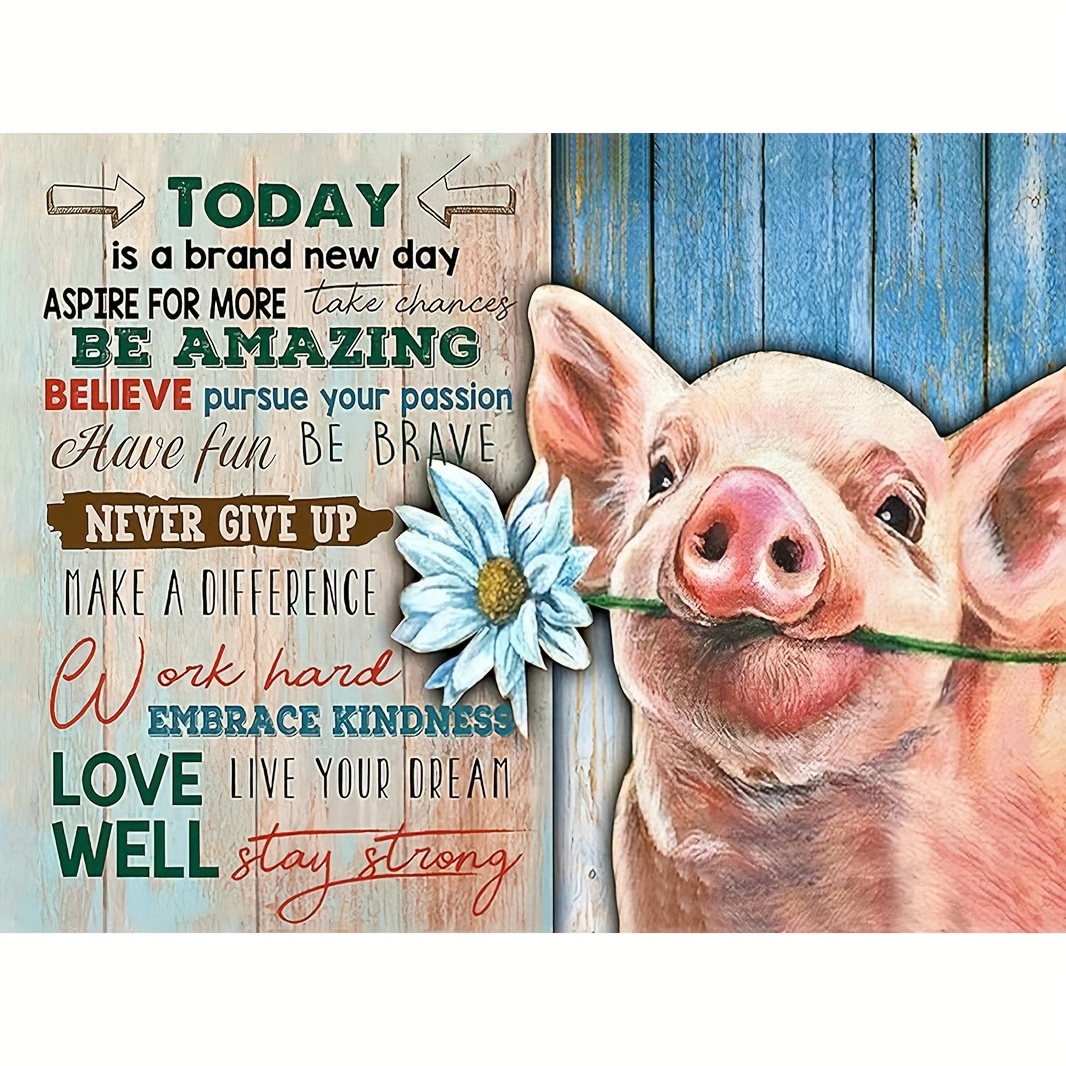  Pig Decor Gifts for Pig Lovers: Farm Animal Pictures Cute Pig  Cavnas Wall Art Work Decor Peach Pig with Floral Crown Painting for Kitchen  Nursery Bathroom Bedroom House Decorations Framed 12x12