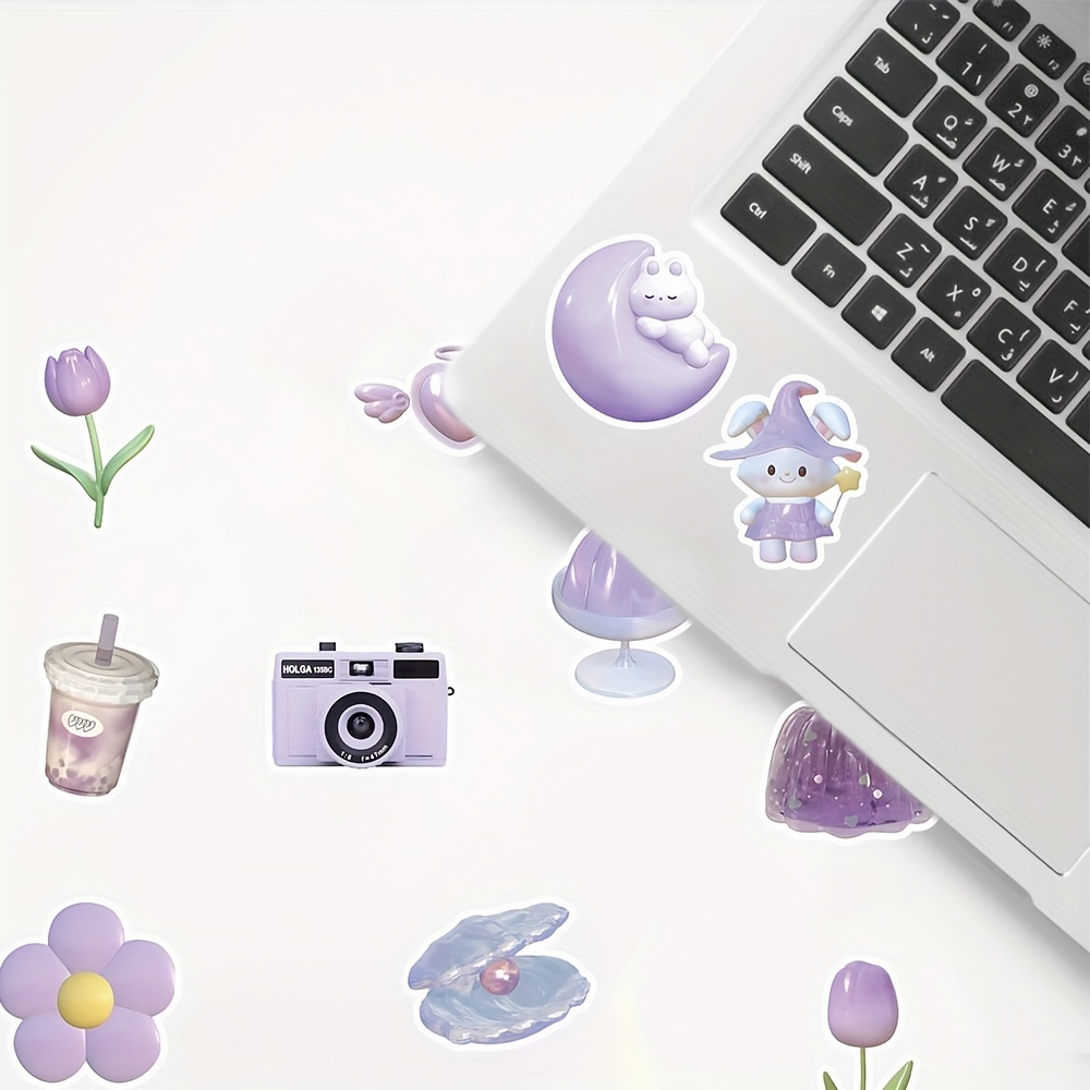 Purple Stickers Water Bottles Cute Aesthetic Vinyl Stickers - Temu Austria