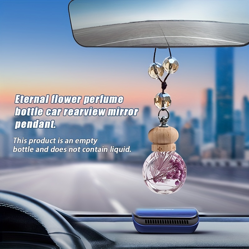 Purple Flower Car Perfume Bottle Pendant Car Decoration Aromatherapy  Essential Oil Pendant (Fluid Not Included)