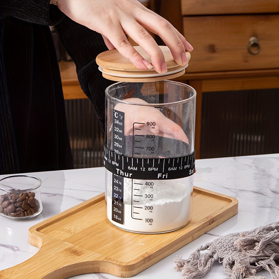 Glass Jar Set, Sourdough Starter Jar With Date Marked Feeding Band