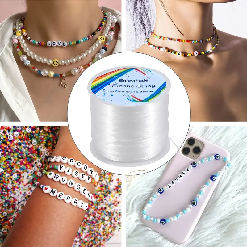 1mm Corde Élastique pour Bracelet, Fil Extensible pour Perles pour