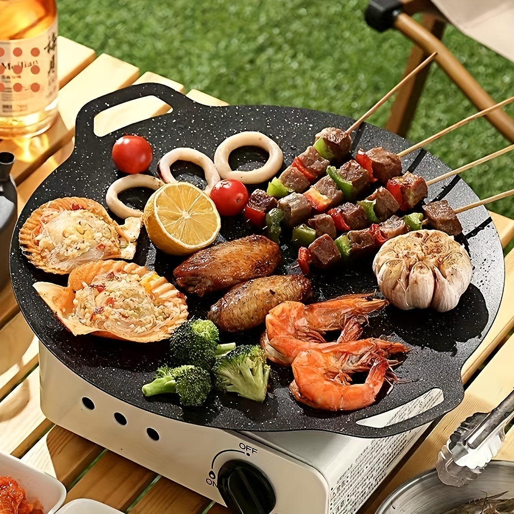 Nonstick Grill Pan Portable Medical Stone Grill Pan Round Skillet Grill Pan  For Stove Top Cooking Of Meats Fish BBQ Vegetables