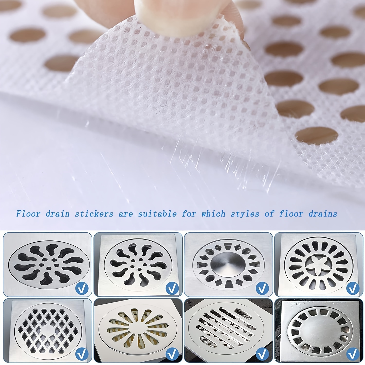 5m / 10m Disposable Shower Drain Hair Catcher Mesh Sticker Strainers for  Shower