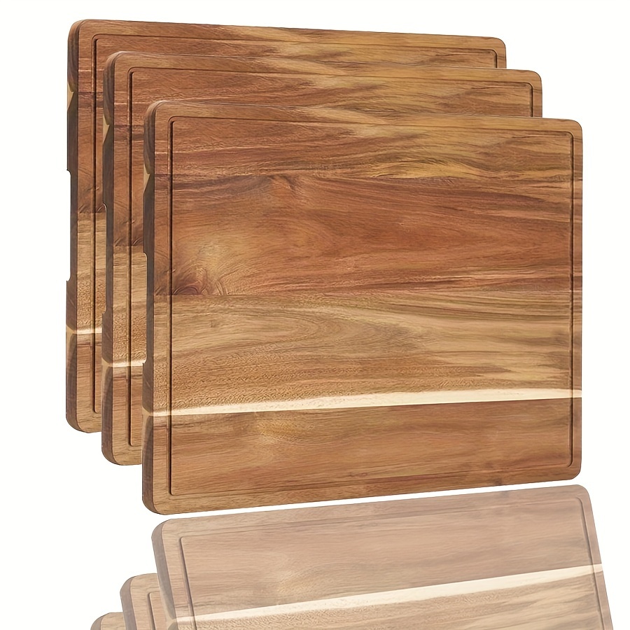 1pc Tablas de cortar de madera para preparación de comidas y servicio de  cocina - Tabla de cortar de madera de bambú con surco profundo para jugo y  as