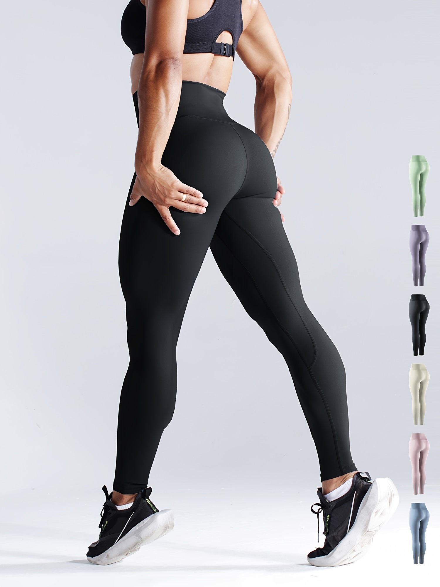 Solid Color Sports Hip Lift Yoga Sports Leggings High - Temu