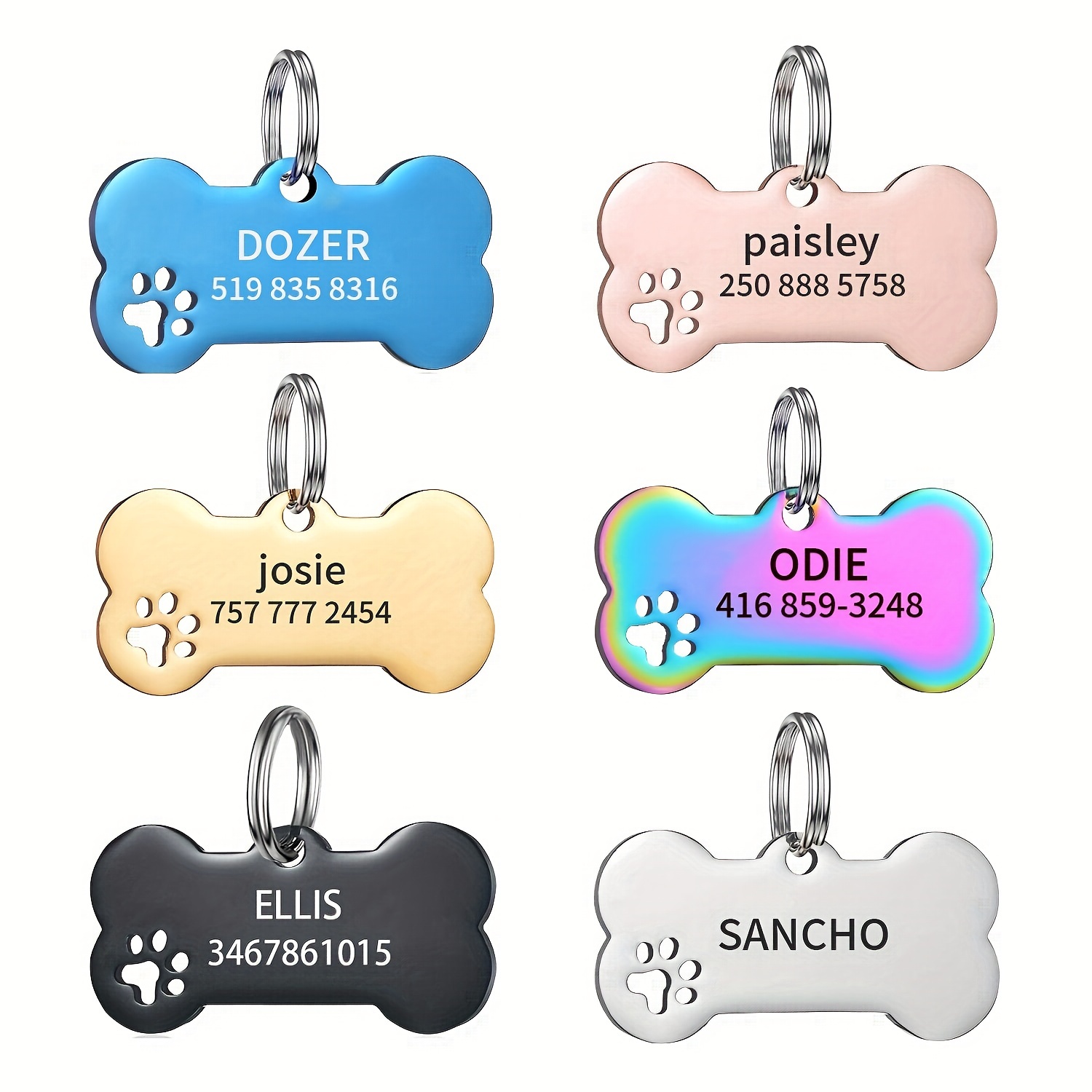 Reflective Neoprene Padded Dog Collar with Personalized Dog Bone ID Tag