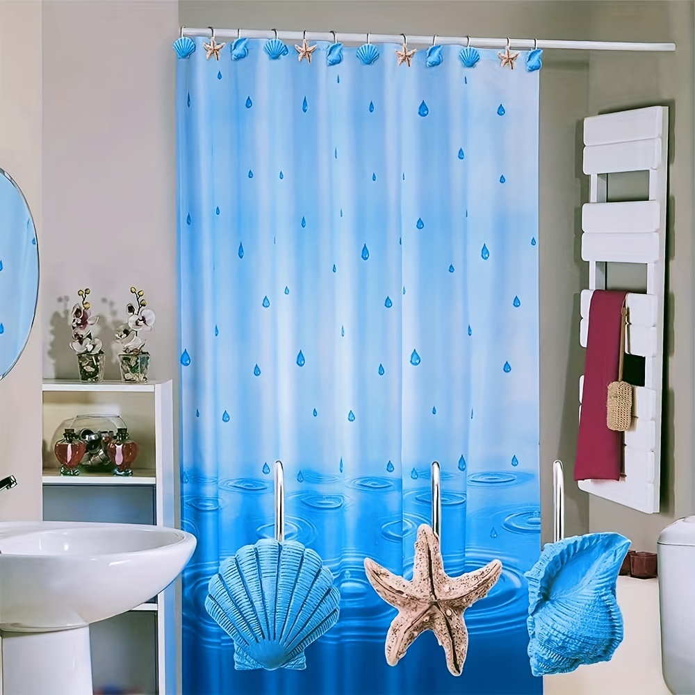 Shower Curtain Hooks Decorative Starfish Seashells Rust - Temu