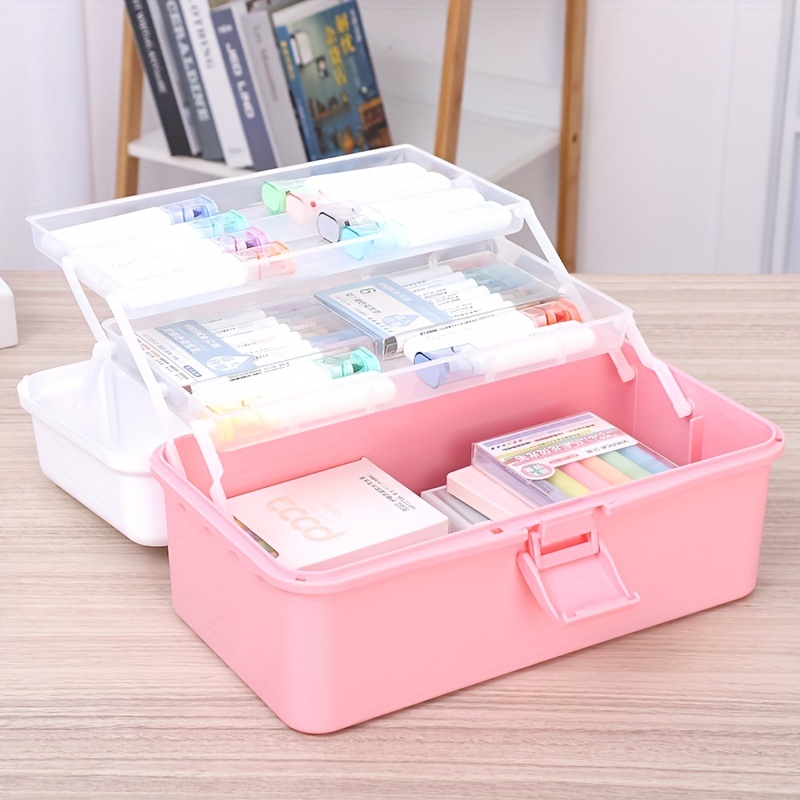 TERGOO 11in Multipurpose Storage Box Organizer with Removable Tray, Plastic Small Storage Box with Handle, Portable Art Craft Organizer Case for