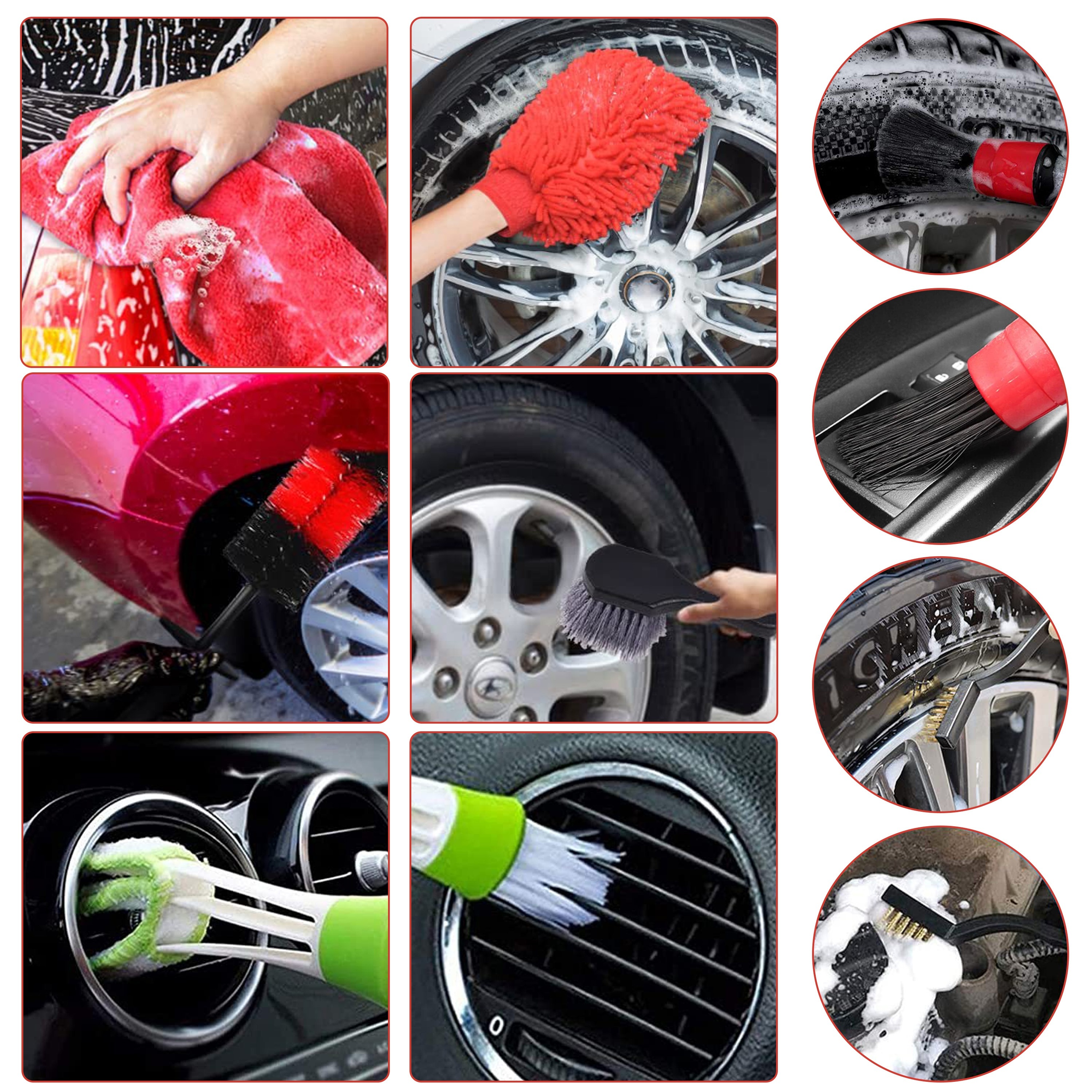 Car Wheel Cleaning Brush Kit Wheel Brush for Car Tire Brush Washing Tool 