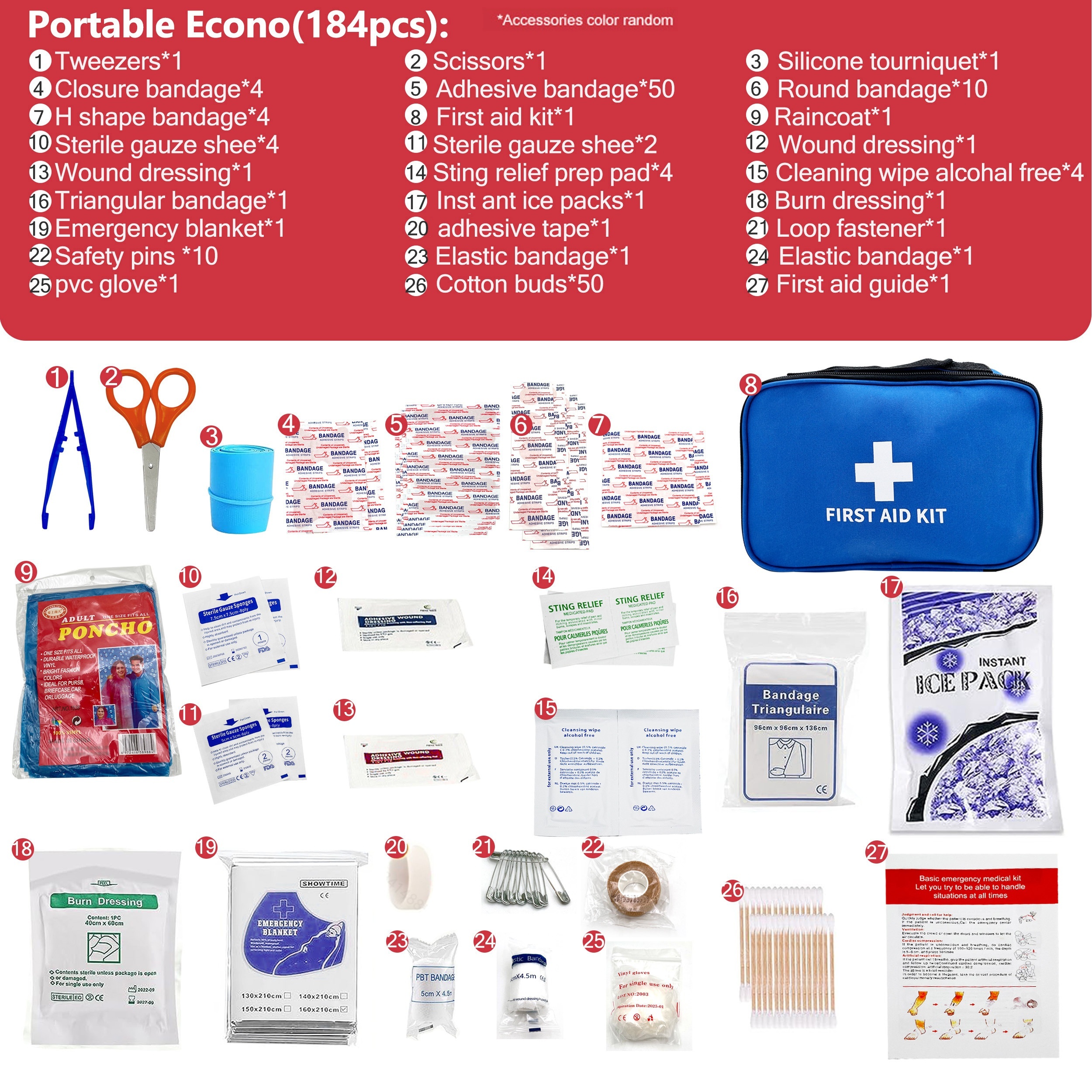 Compact First Aid Kit Home Business School Essential - Temu