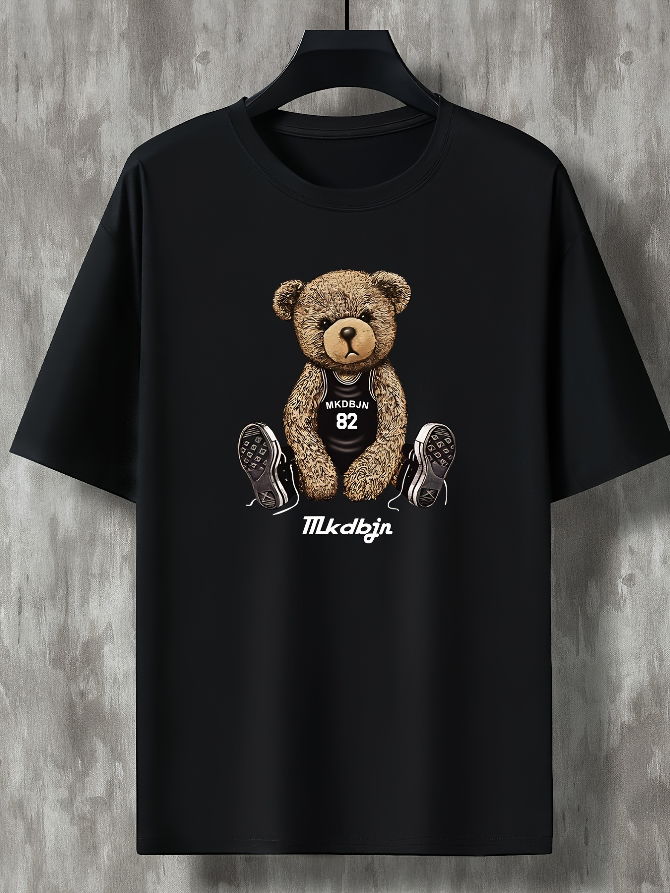 Camiseta masculina superdimensionada com estampa de urso - Temu
