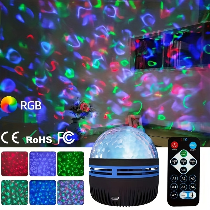 Lampe LED avec télécommande USB 15 couleurs, projecteur avec motif d'eau,  flamme, océan, scène d'ondulation, Laser Bar DJ, 2022