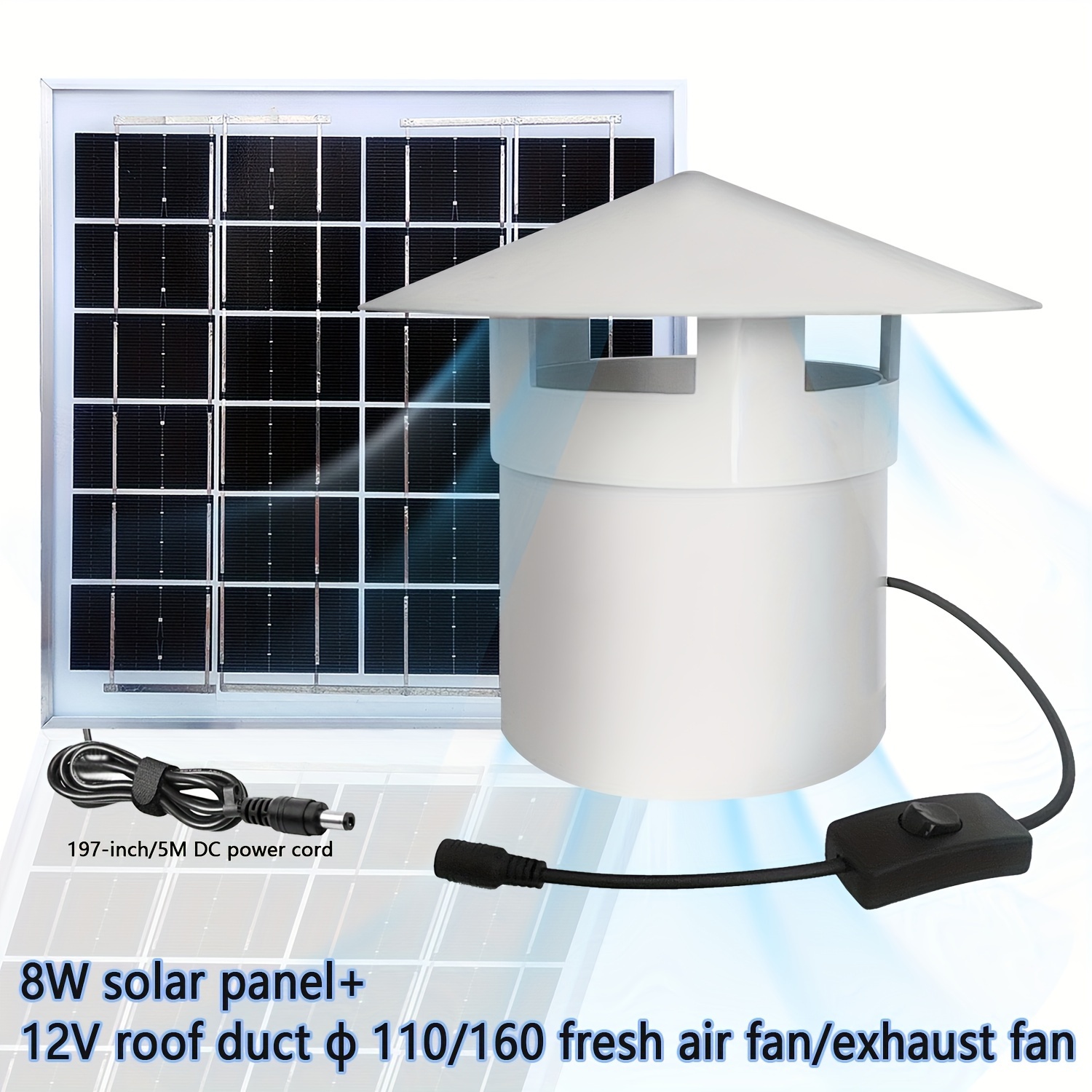 12v Solar Powered Exhaust Fan / Solar Panel Square Or Round - Temu