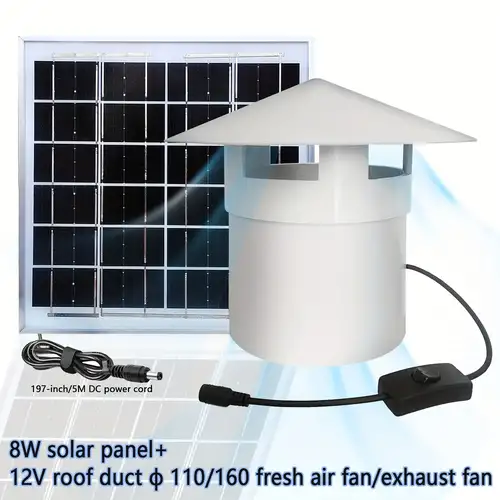 1 ventilateur d'extraction de salle de bain à énergie solaire de