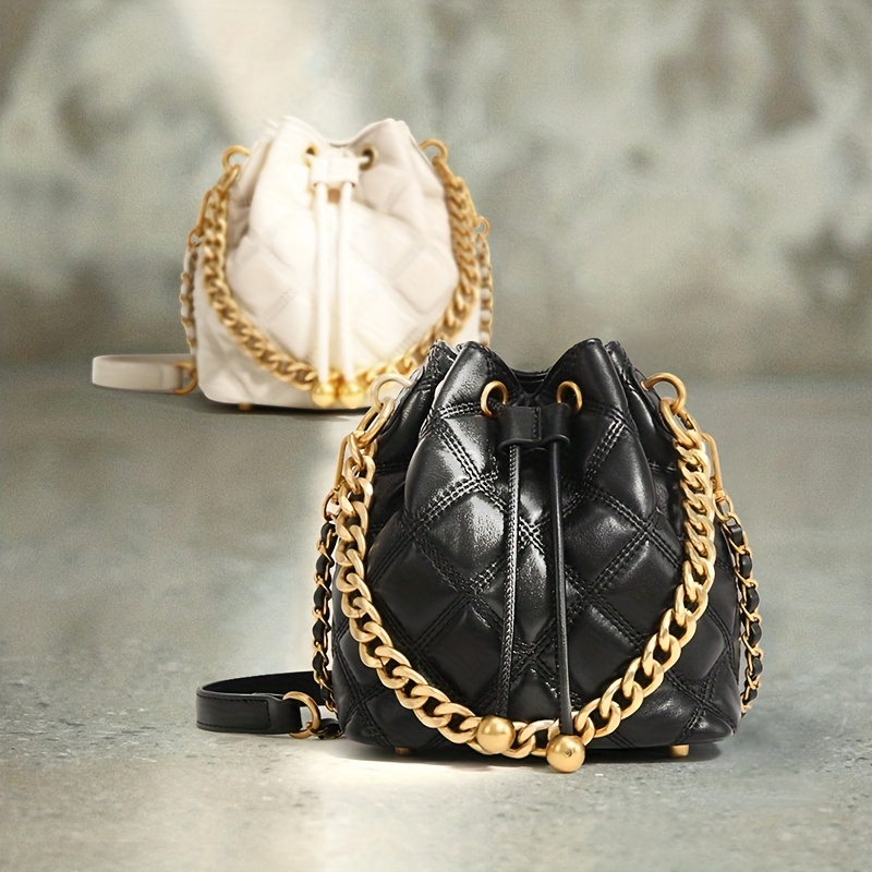 2pcs Argyle Quilted Crossbody Bag Set Luxury Trash Bag With Coin