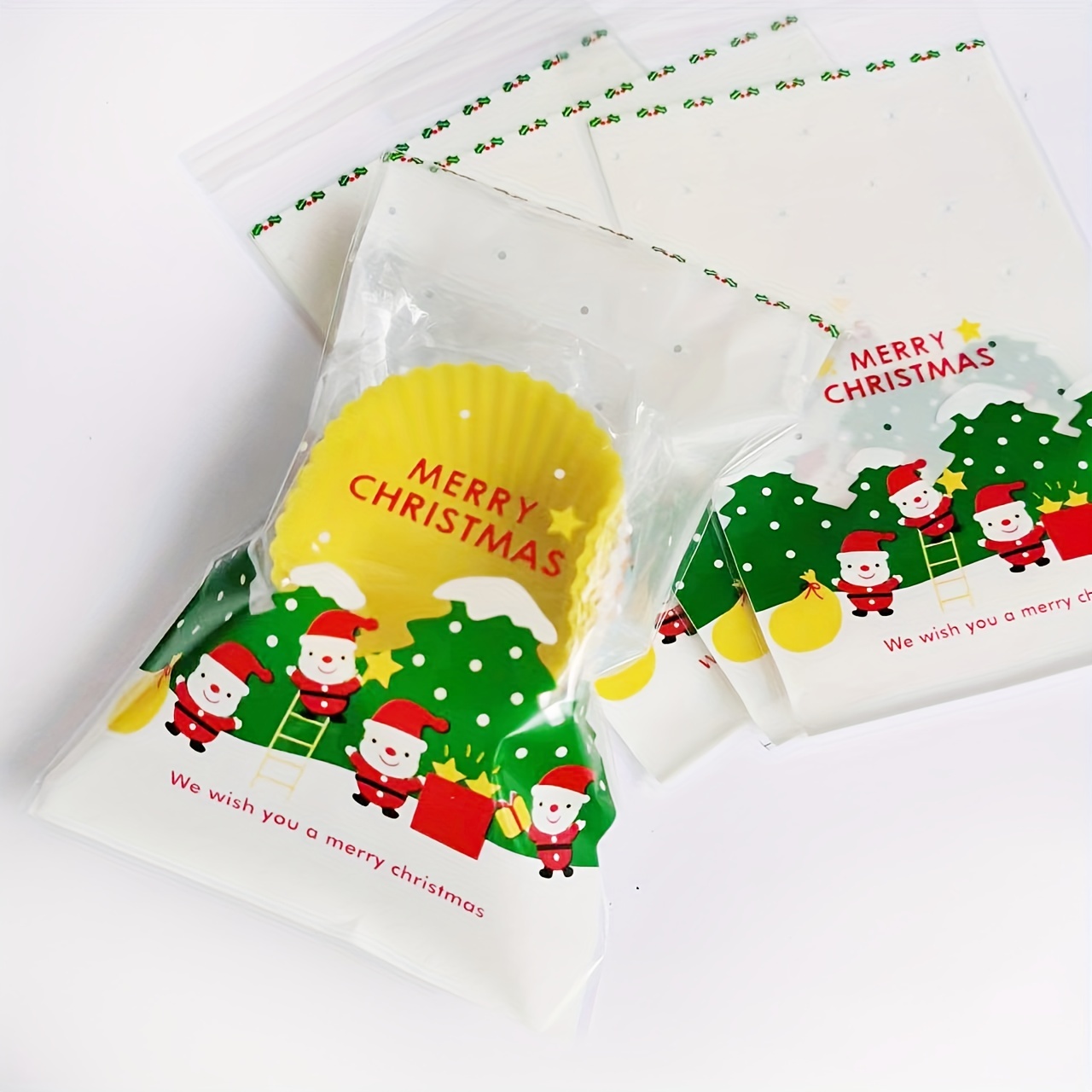 Ctxtqtdt 130 Sacchetti di Natale, 50 Sacchetti Caramelle Natale con  Orecchie di Coniglio e 80 Sacchetti Trasparenti per Caramelle, Sacchetti  per