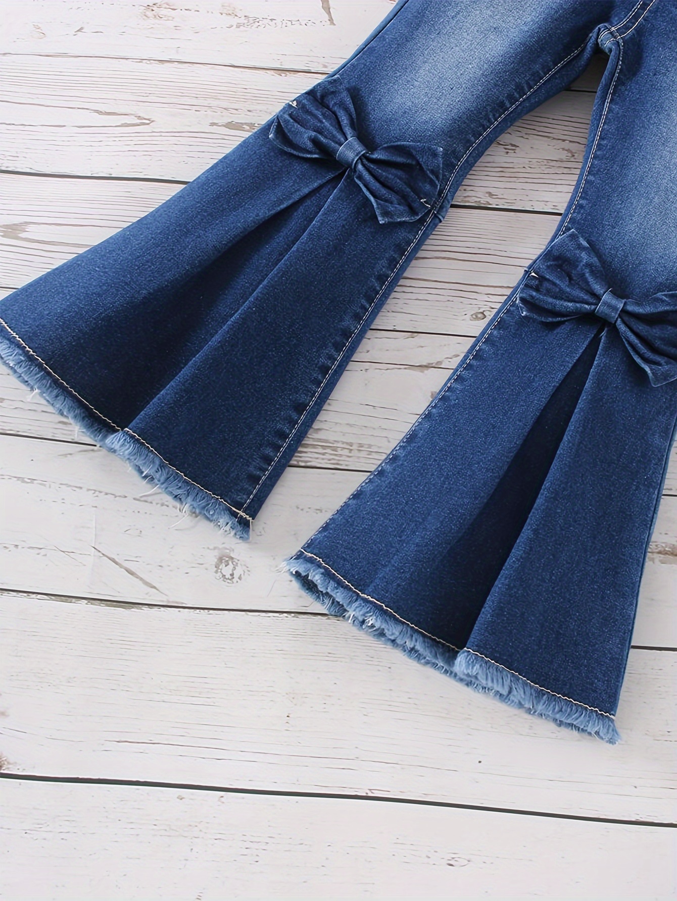 girls flare jeans bow detail stretch denim bell Temu Philippines