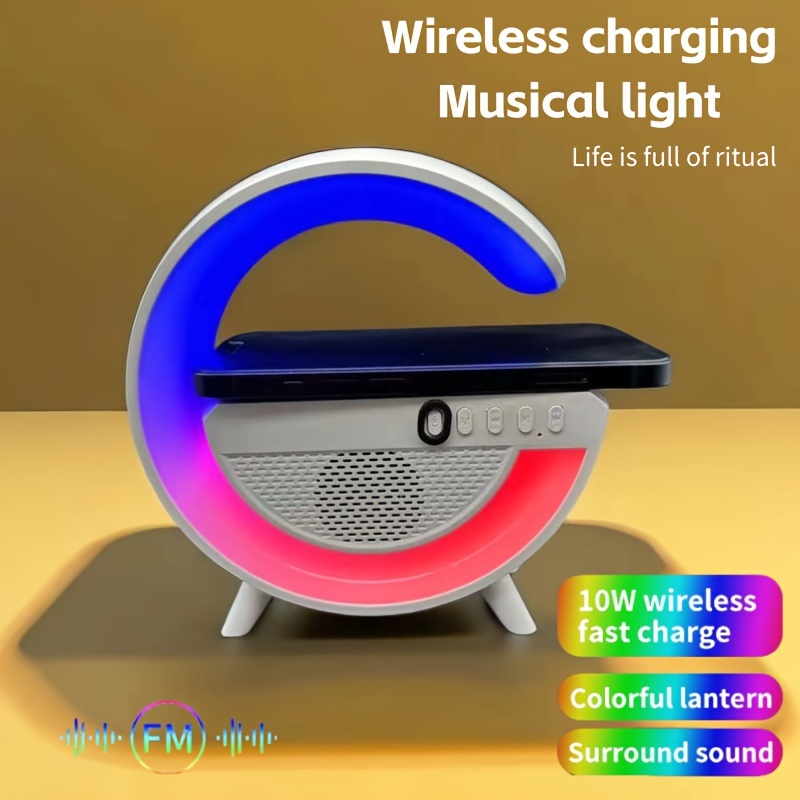 Chargeur sans fil chargeur de téléphone réveil avec veilleuse haut-parleur  Bluetooth Radio FM