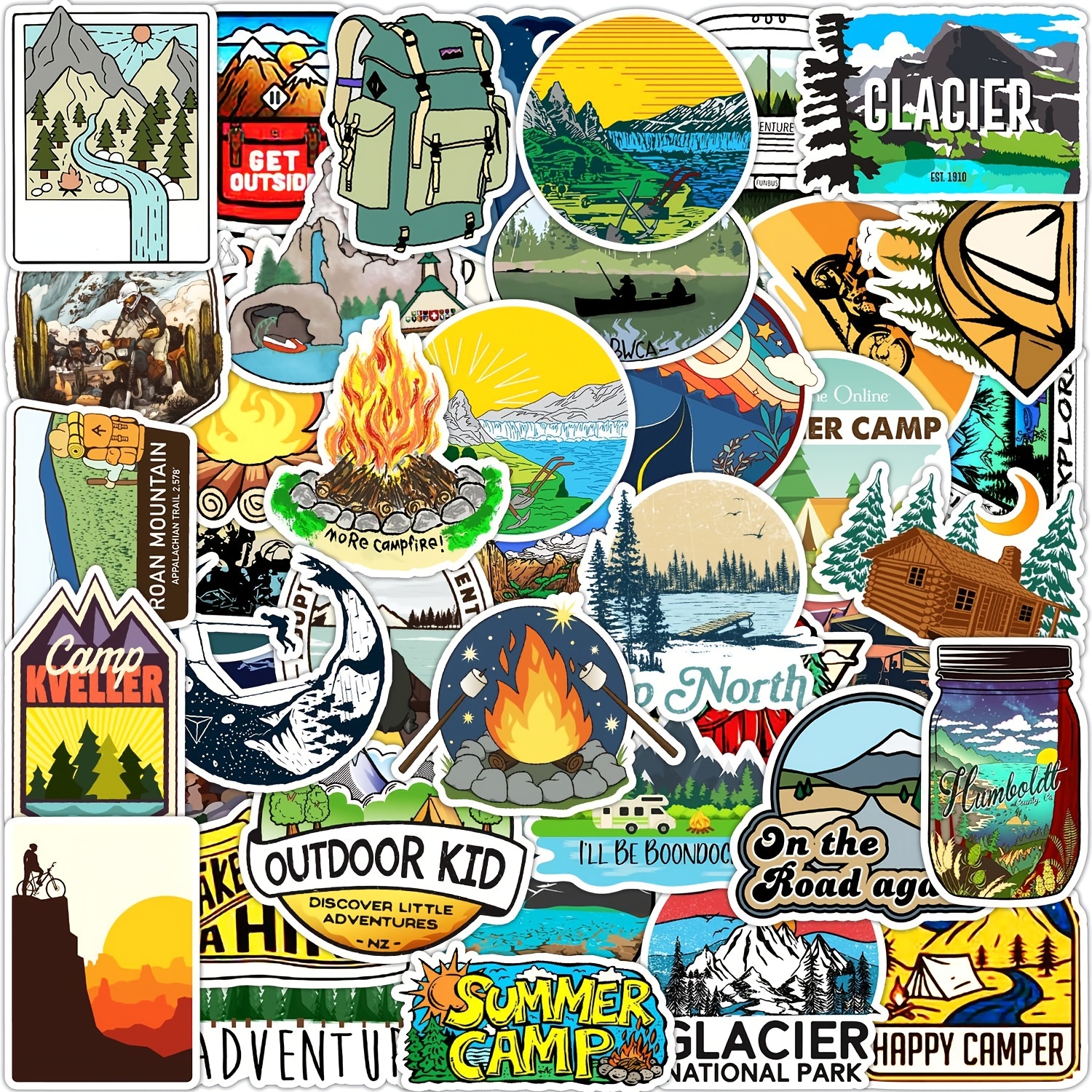 Outdoor Hiking Adventure Camping Stickers Pack Waterproof - Temu