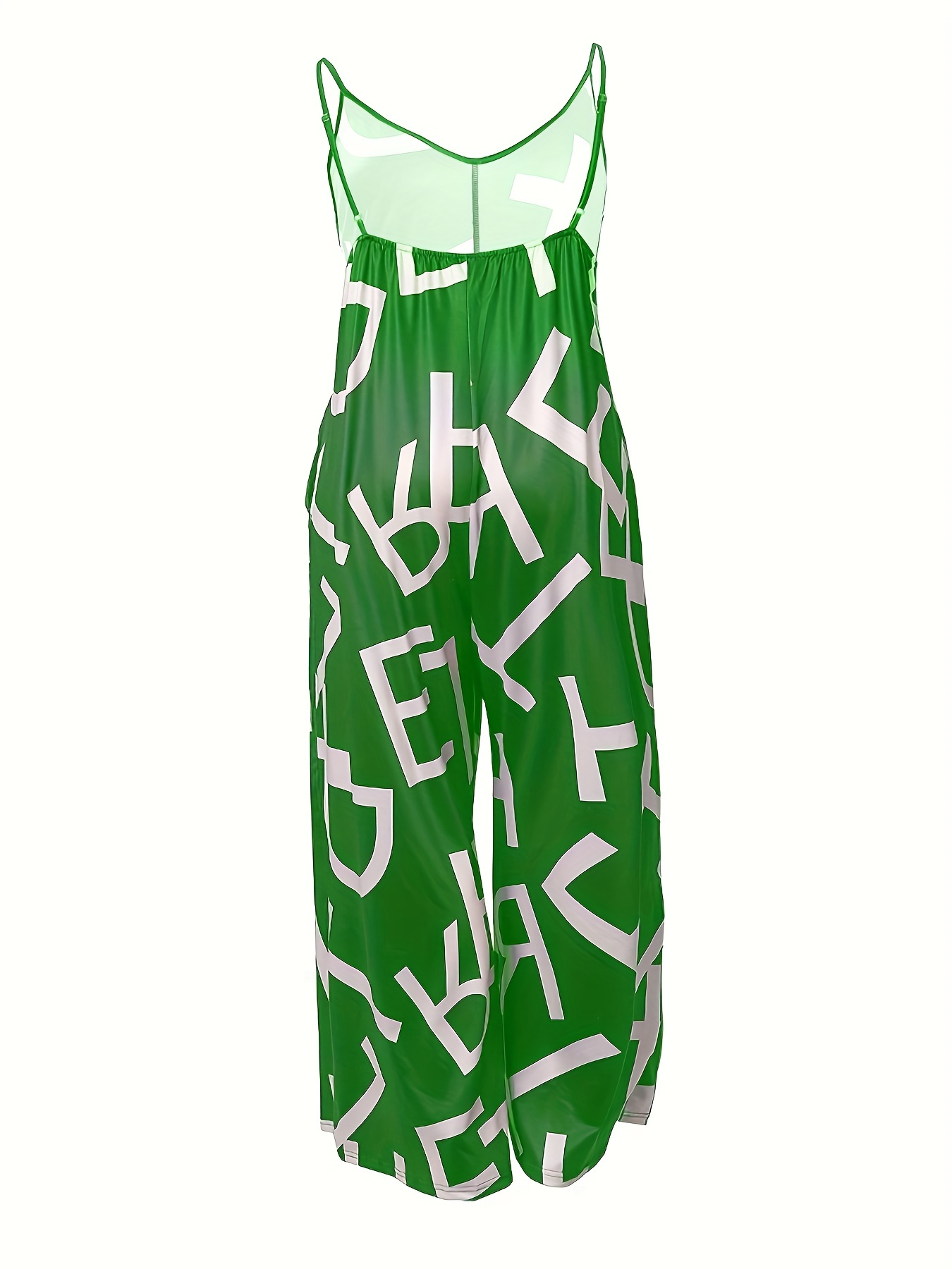 Casual Jumpsuit Women's Plus Letter Print V Neck Cami Jumpsuit
