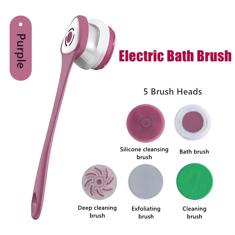 1 Electric Bath Brush Usb Silicone Back Scrubber 3 Speeds - Temu