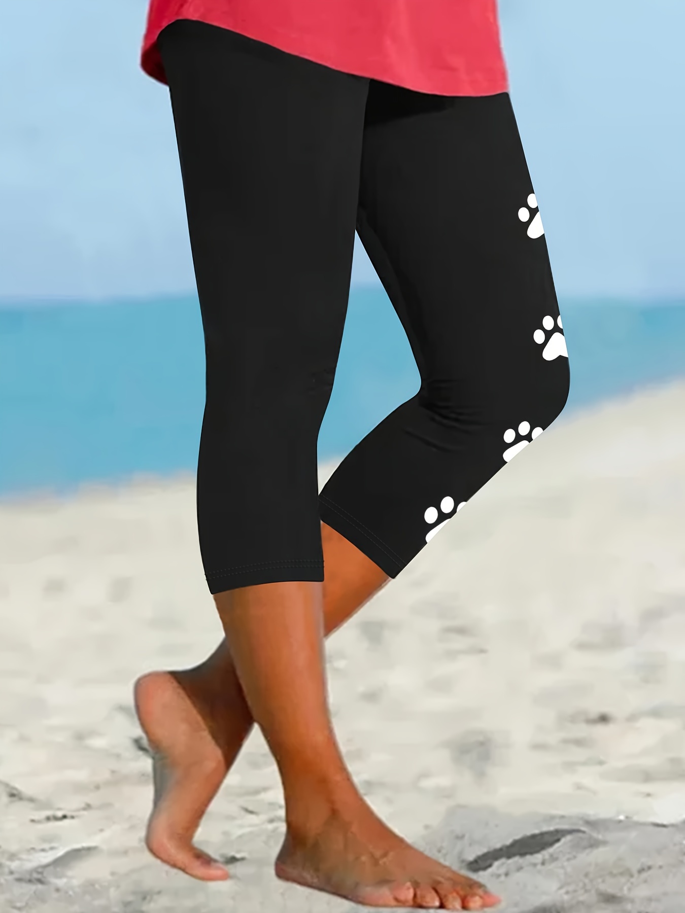 DGZTWLL Womens Capri Pants for Summer Dressy Elastic Waist Sports Outdoor  Athletic Travel Crop Work Leggings with Pockets, Black-b, Small