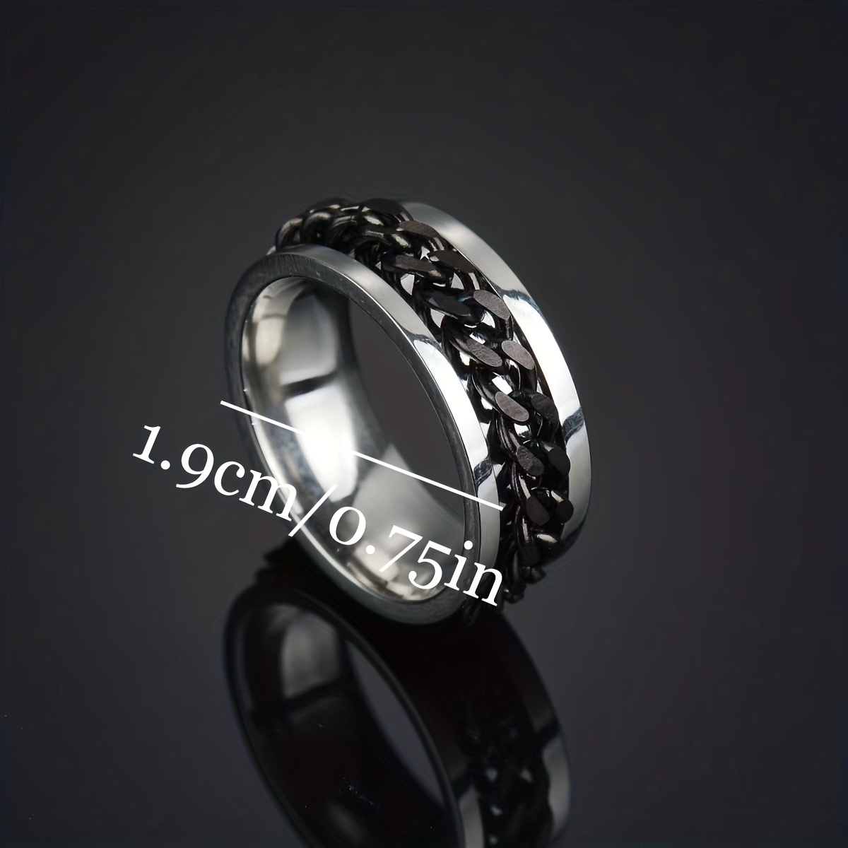 Stainless Steel Rings Fashion Trendy OL Style Anniversary Black