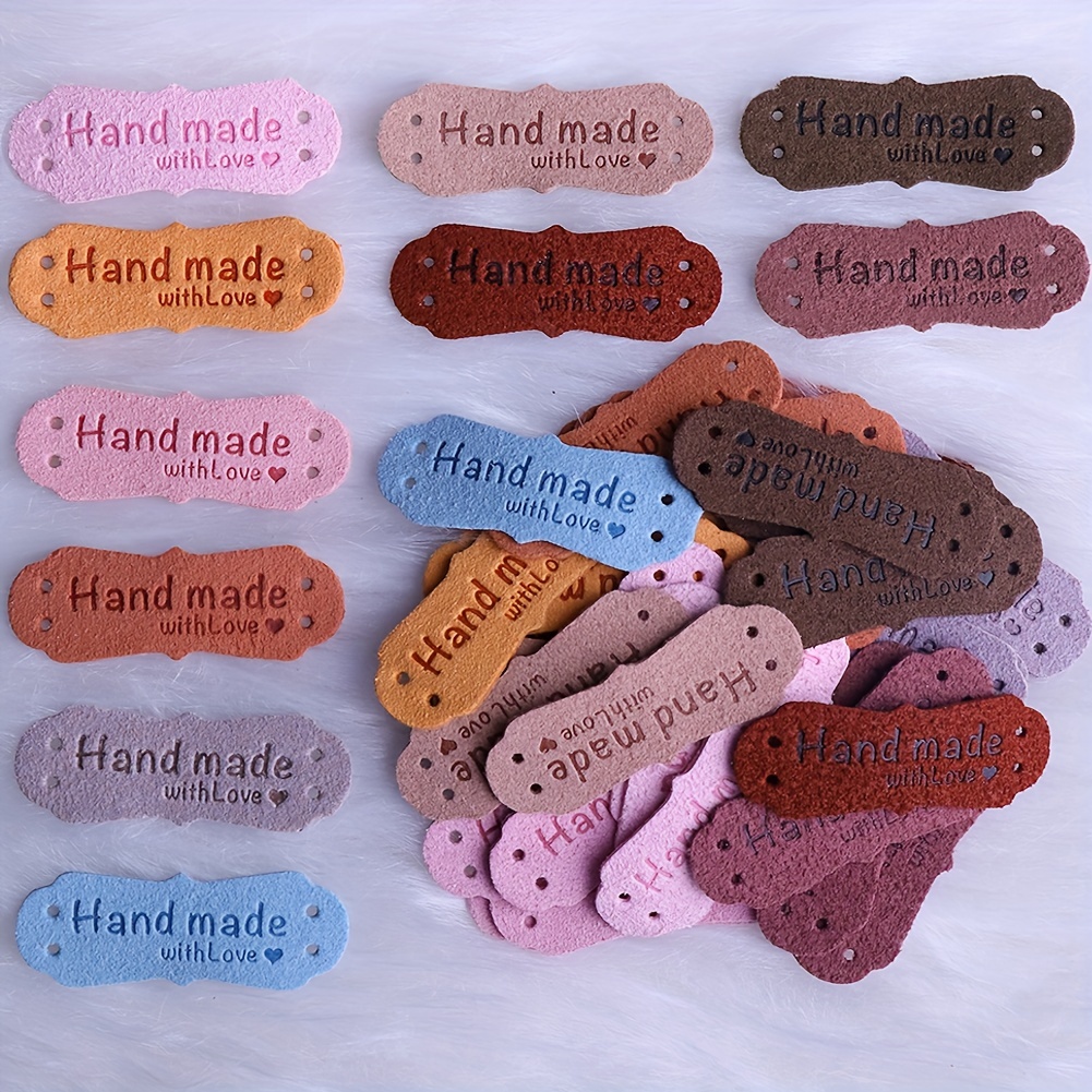TEHAUX 150pcs Handmade Leather Tag Clothing Handmade Tag Tags for Handmade  Items Handmade Label Tags Label Knitting Accessories Labels for Crochet