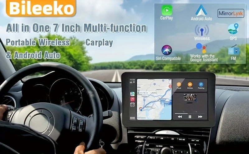 Wireless CarPlay & Android Auto 7'' Touchscreen Multifunction Car