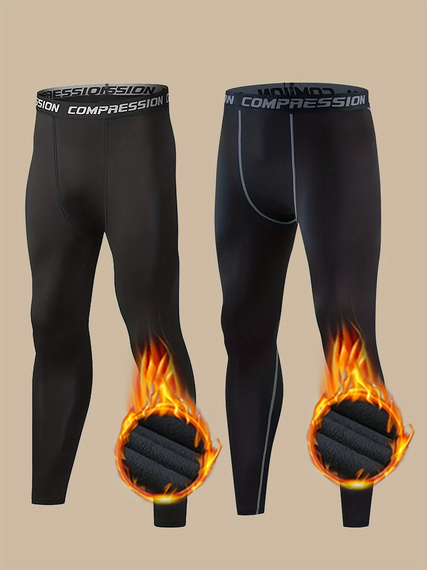 Men's Warm Compression Pants Sports Tights Winter Thermal - Temu