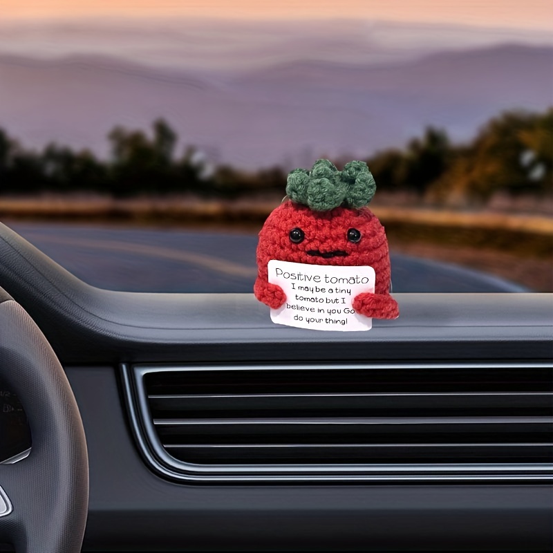 Mini Funny Positive Tomato Knitted Tomato With Positive Card - Temu