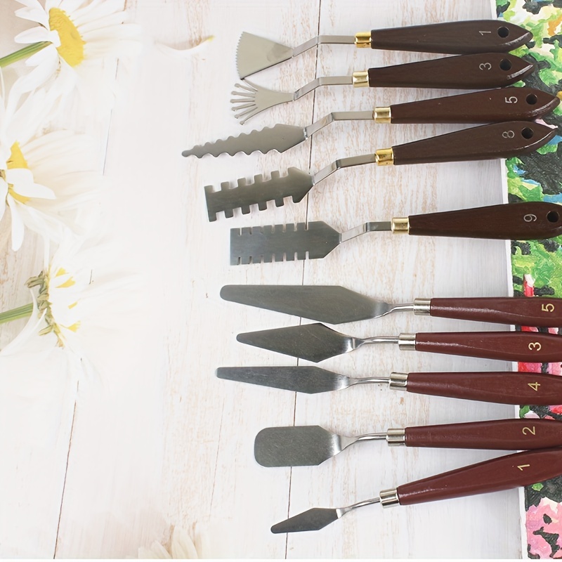 Professional Color Mixing Knife Set - Wooden Handle And Stainless