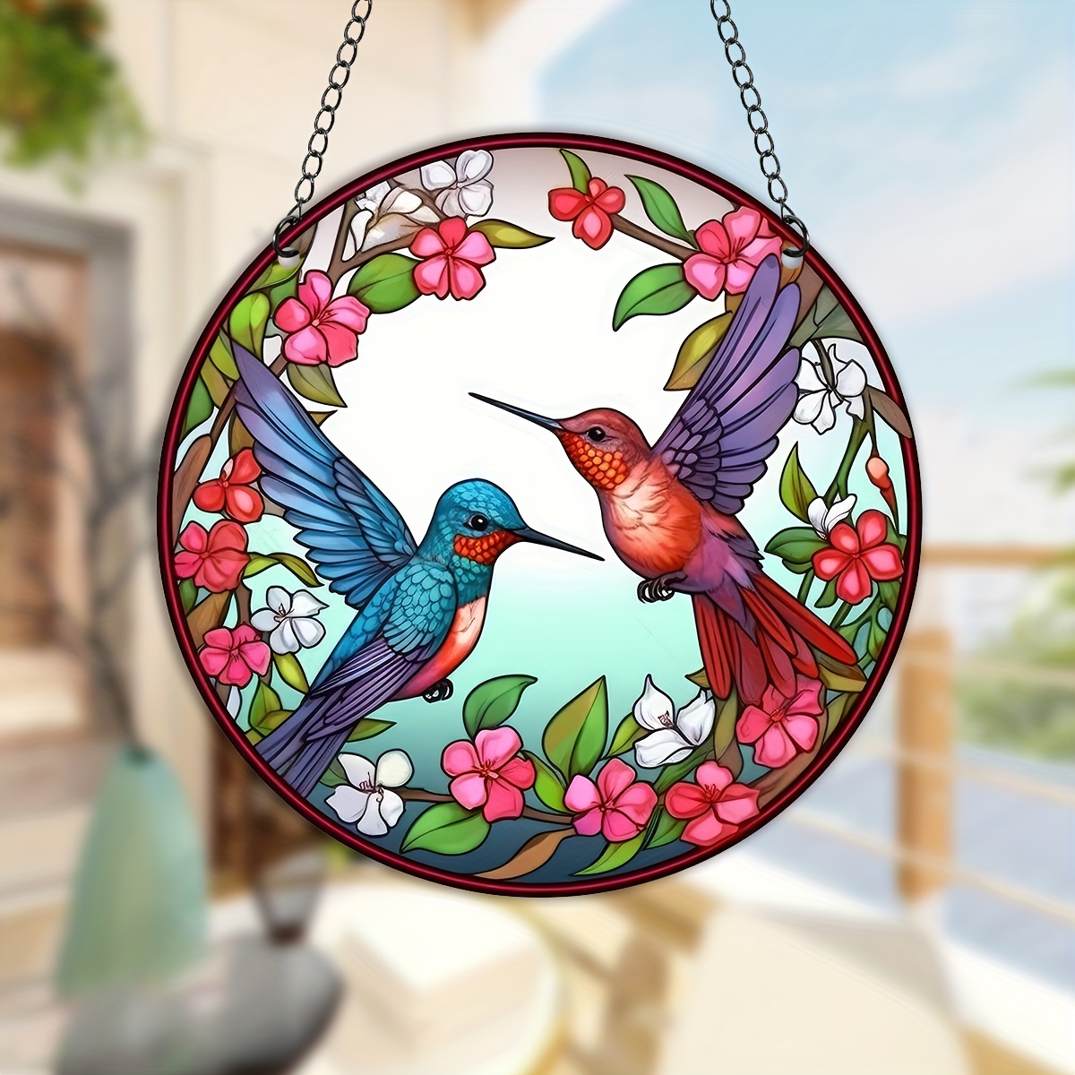 Stained Plastic Hanging Window Hummingbird Suncatcher Bird - Temu