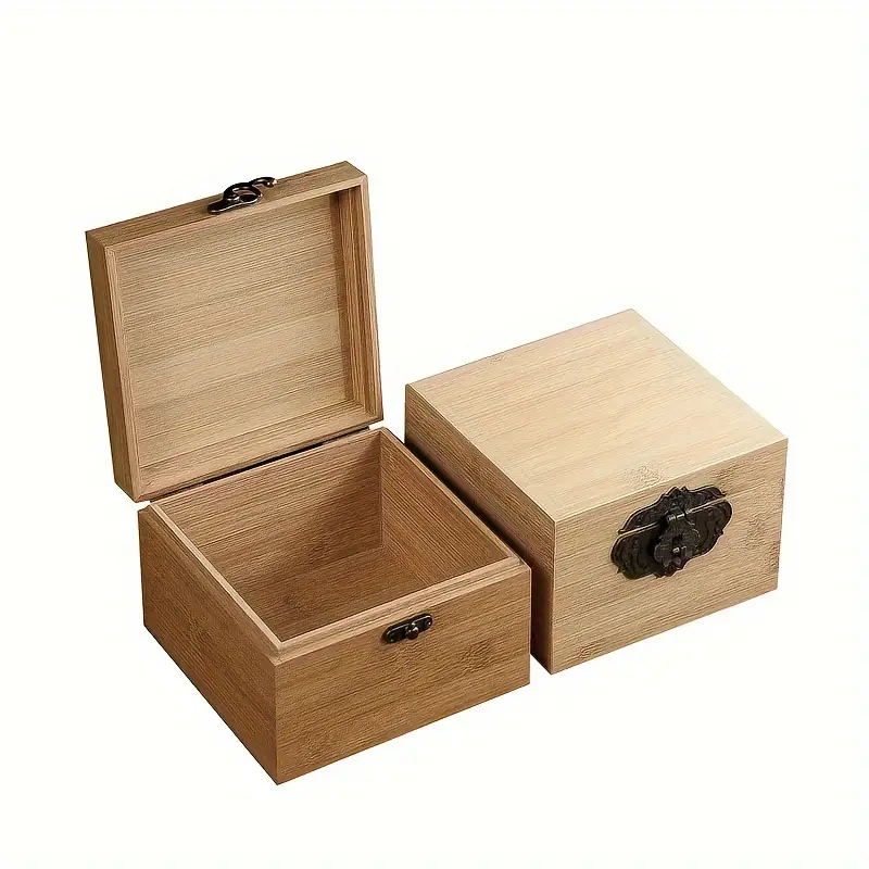 1 Caja De Madera Pequeña, Caja De Madera De Bambú Para Manualidades, Caja  De Madera Con Cubierta De Bisagra, Cajas De Joyería, Decoración Del Hogar, R