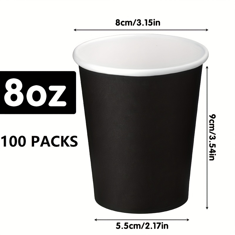 100 Pack] 8oz White Paper Coffee Cups - Disposable Paper Cups