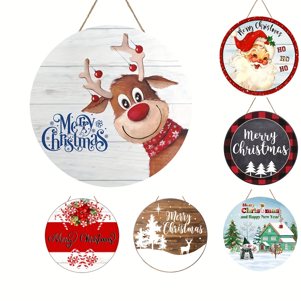 Targa Decorativa In Legno Per Natale - 30x15 Cm, Con Corda, Rustica, Scritta Emotiva