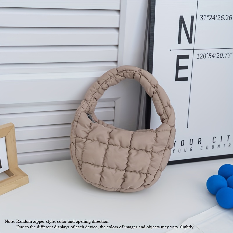 Niche Mini Pleated Satchel Bag, Quilted Satchel Bag, Solid Color Zipper  Storage Cloud Bubble Bag - Temu