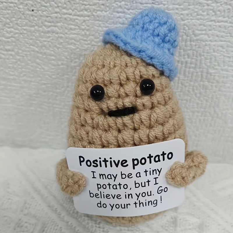 TOYMIS Mini Funny Positive Potato, 3 inch Knitted Potato Toy with Positive  Ca