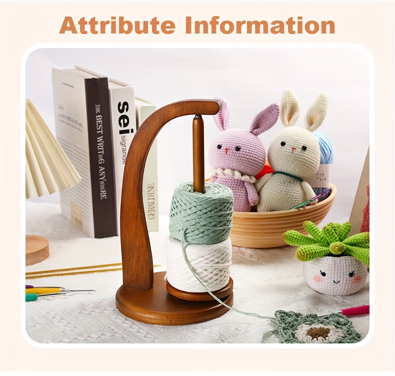 Wooden Yarn Holder Rotatable Yarn Ball Storage Rack Portable Yarn