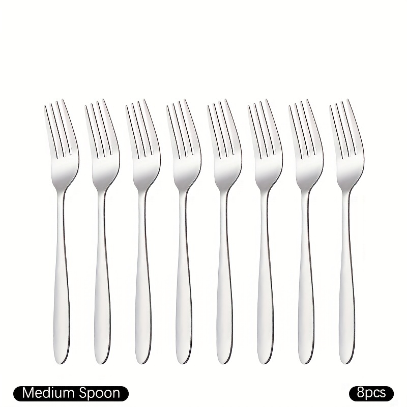 Forks And Spoons Silverware Set Dinner Forks/spoons Round - Temu