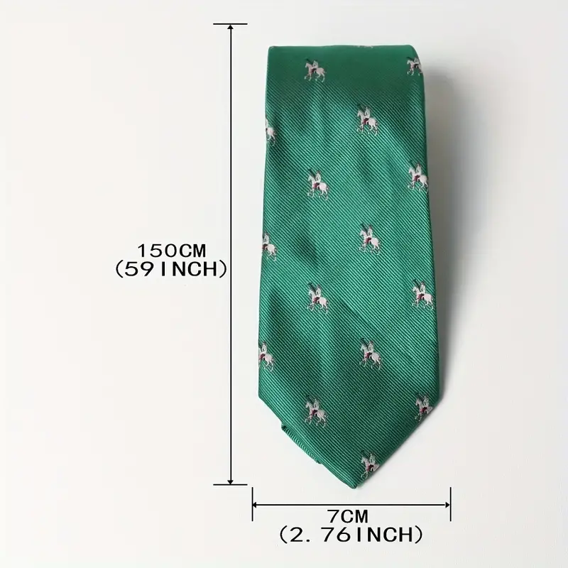 Fashion Business Retro White Pony Embroidered Green Tie For - Temu